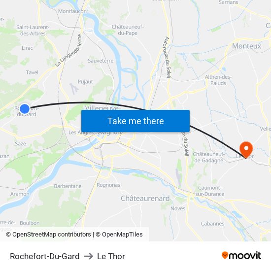 Rochefort-Du-Gard to Le Thor map