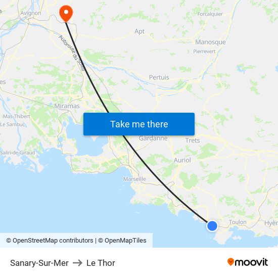 Sanary-Sur-Mer to Le Thor map