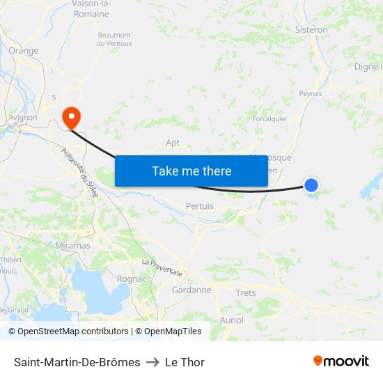 Saint-Martin-De-Brômes to Le Thor map