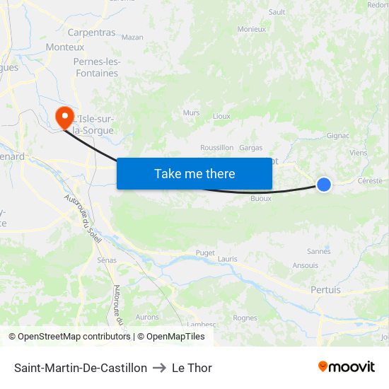 Saint-Martin-De-Castillon to Le Thor map