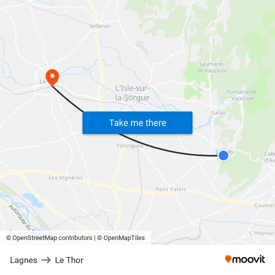 Lagnes to Le Thor map