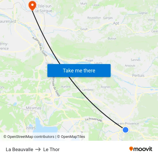 La Beauvalle to Le Thor map