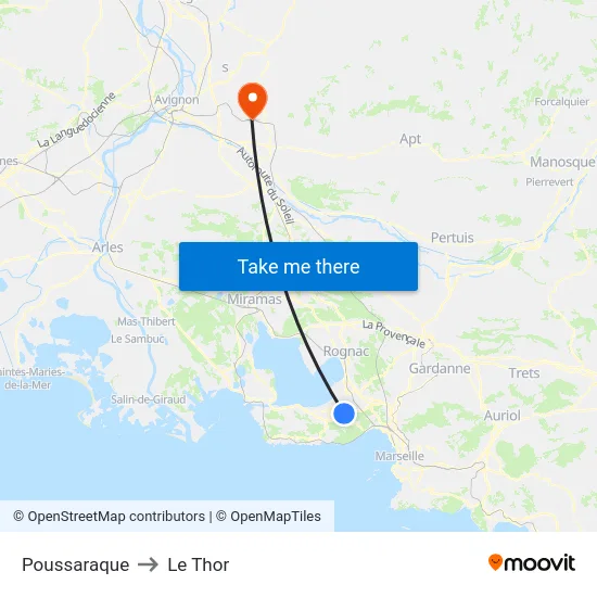Poussaraque to Le Thor map