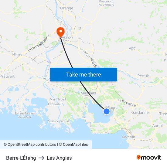 Berre-L'Étang to Les Angles map