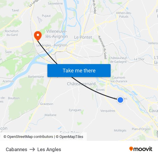 Cabannes to Les Angles map