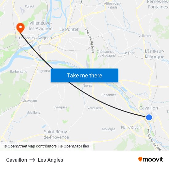 Cavaillon to Les Angles map