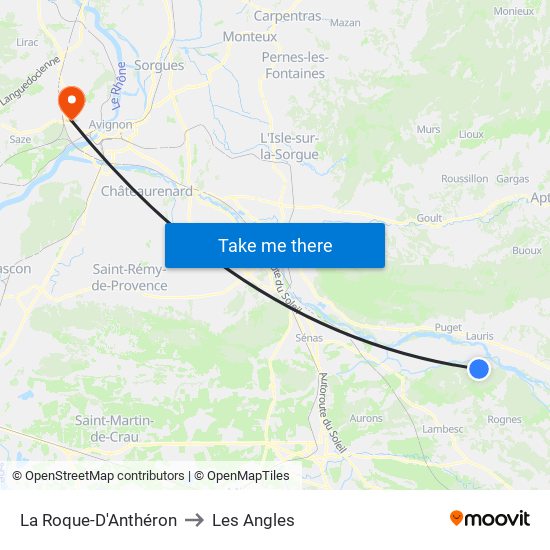La Roque-D'Anthéron to Les Angles map