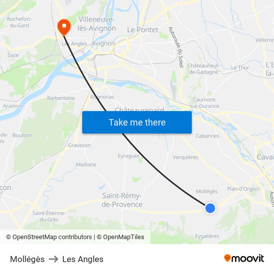 Mollégès to Les Angles map