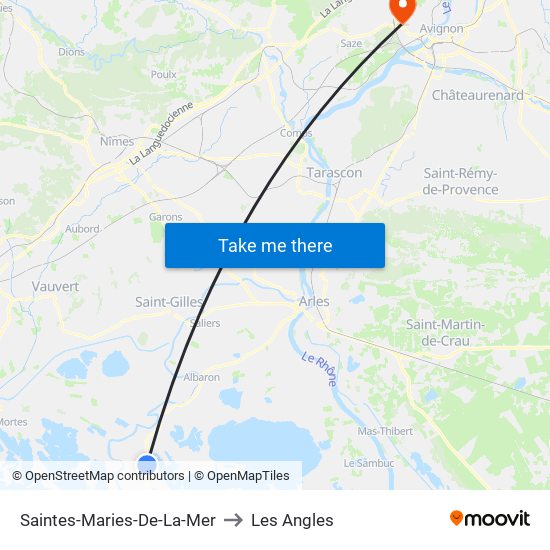 Saintes-Maries-De-La-Mer to Les Angles map