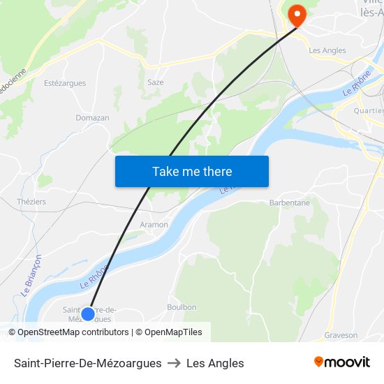 Saint-Pierre-De-Mézoargues to Les Angles map
