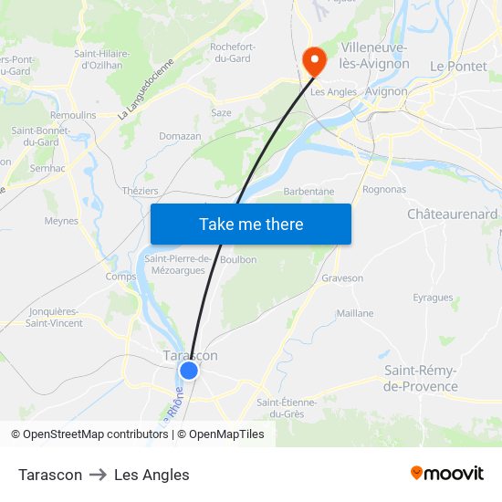 Tarascon to Les Angles map