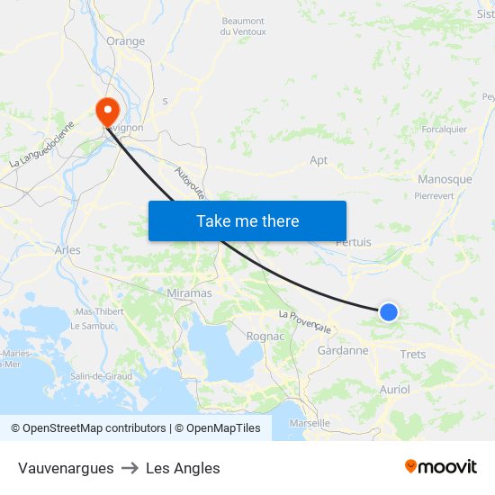 Vauvenargues to Les Angles map