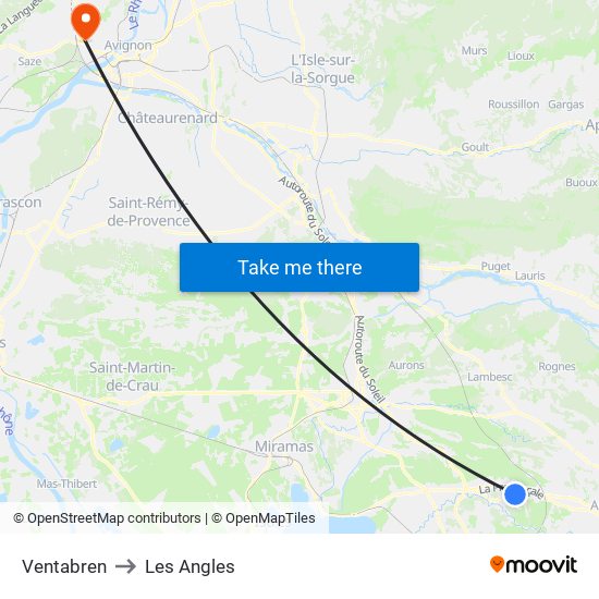 Ventabren to Les Angles map