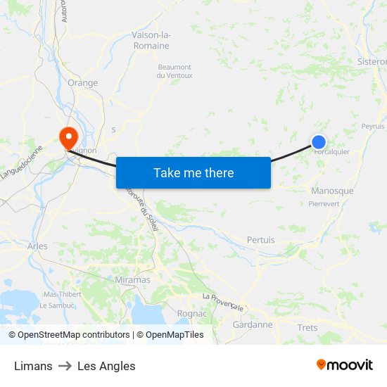 Limans to Les Angles map