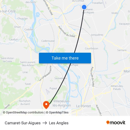 Camaret-Sur-Aigues to Les Angles map