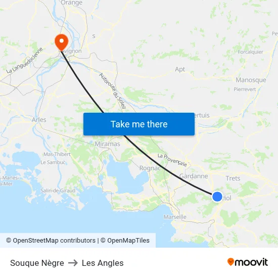Souque Nègre to Les Angles map