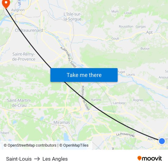 Saint-Louis to Les Angles map