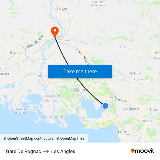 Gare De Rognac to Les Angles map