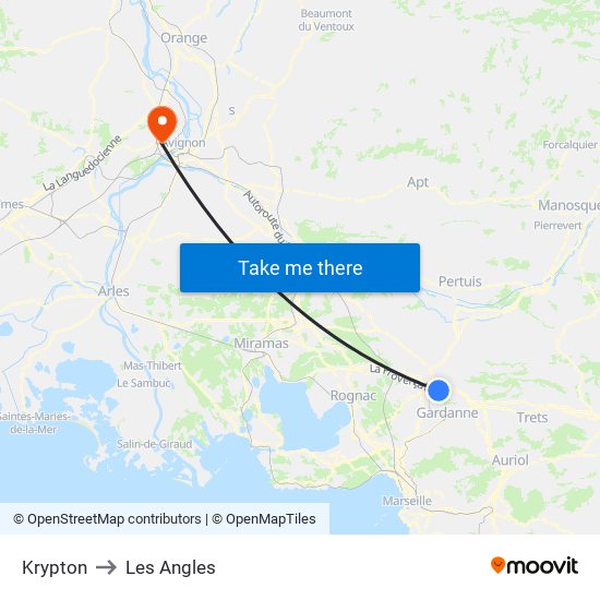 Krypton to Les Angles map