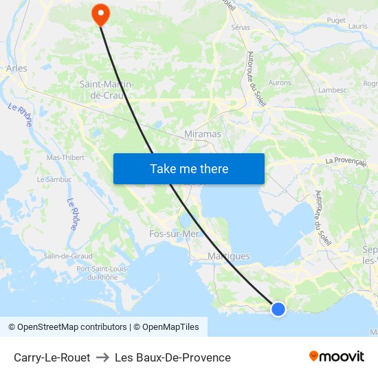 Carry-Le-Rouet to Les Baux-De-Provence map