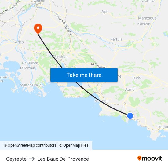 Ceyreste to Les Baux-De-Provence map