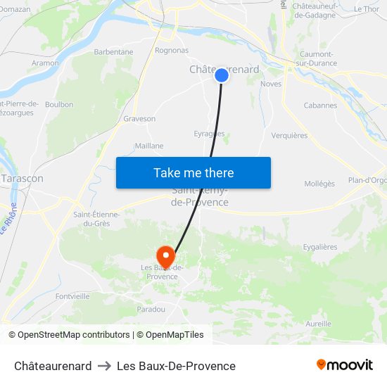 Châteaurenard to Les Baux-De-Provence map