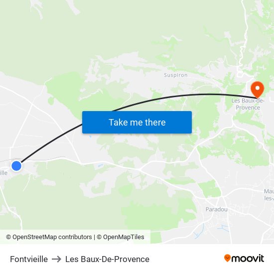 Fontvieille to Les Baux-De-Provence map