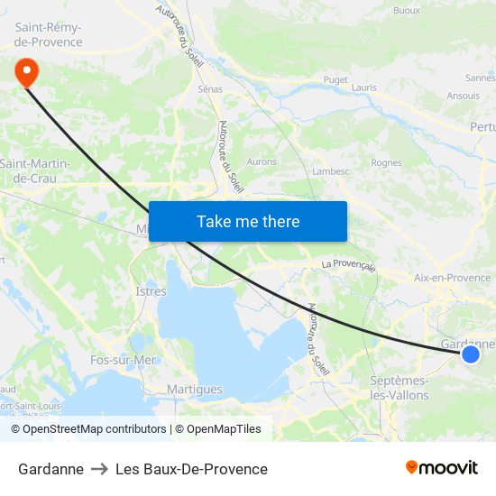 Gardanne to Les Baux-De-Provence map