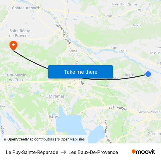 Le Puy-Sainte-Réparade to Les Baux-De-Provence map