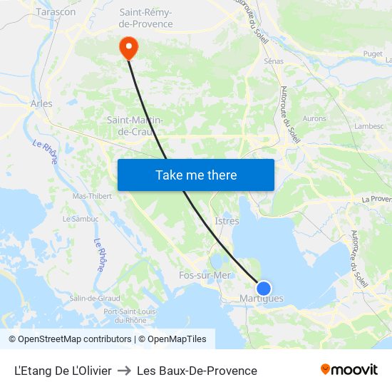 L'Etang De L'Olivier to Les Baux-De-Provence map