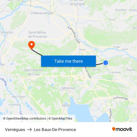 Vernègues to Les Baux-De-Provence map