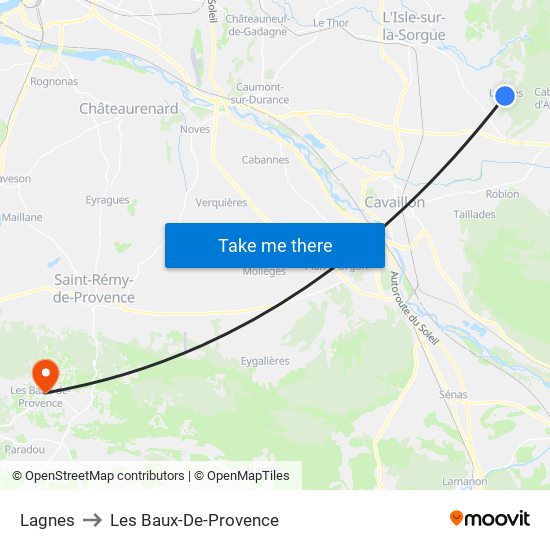 Lagnes to Les Baux-De-Provence map