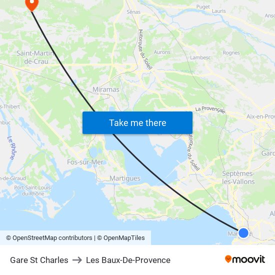 Gare St Charles to Les Baux-De-Provence map