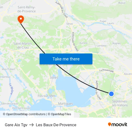 Gare Aix Tgv to Les Baux-De-Provence map