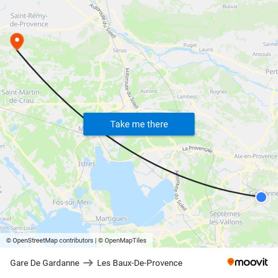 Gare De Gardanne to Les Baux-De-Provence map