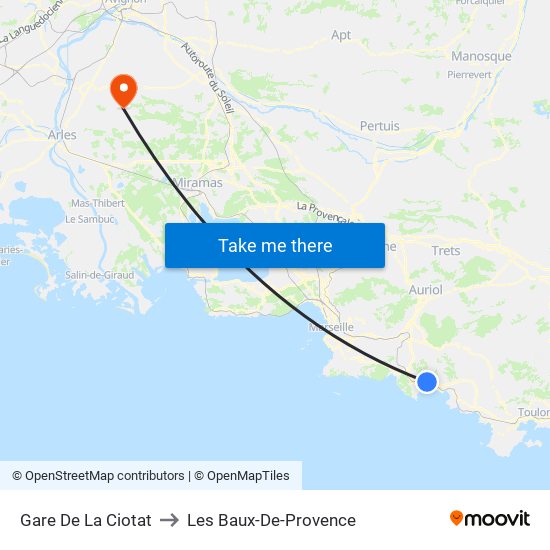 Gare De La Ciotat to Les Baux-De-Provence map