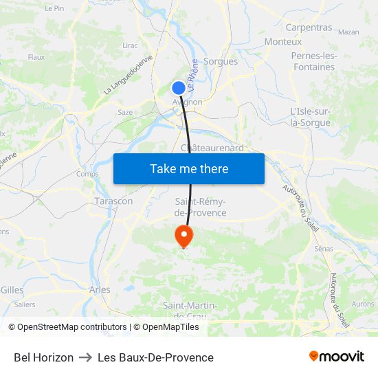 Bel Horizon to Les Baux-De-Provence map