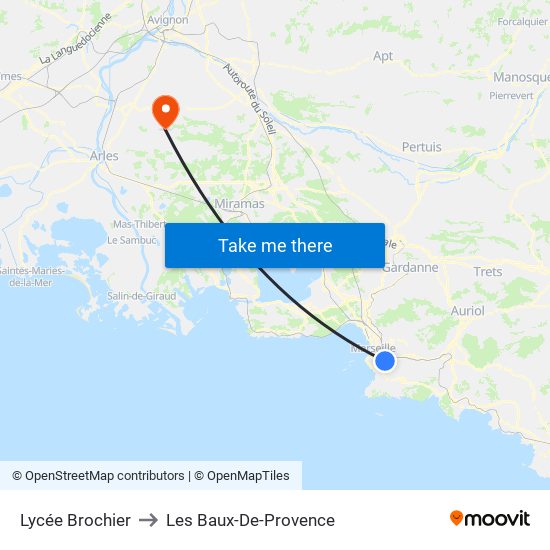 Lycée Brochier to Les Baux-De-Provence map