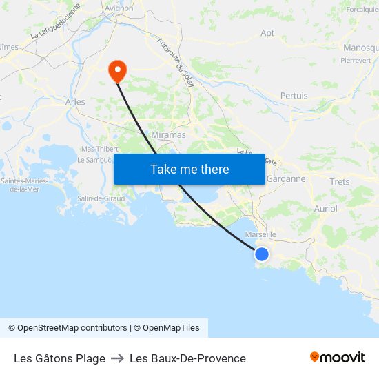 Bowl Du Prado to Les Baux-De-Provence map