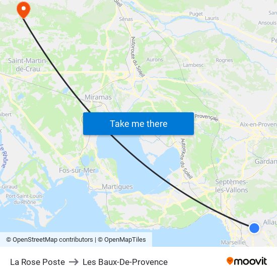 La Rose Poste to Les Baux-De-Provence map