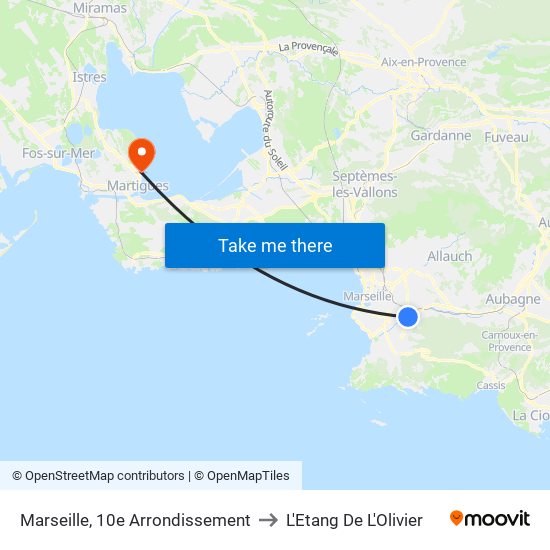 Marseille, 10e Arrondissement to L'Etang De L'Olivier map