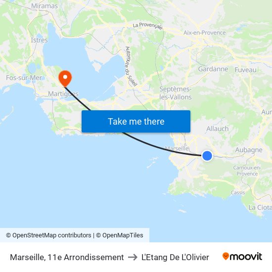 Marseille, 11e Arrondissement to L'Etang De L'Olivier map