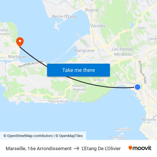 Marseille, 16e Arrondissement to L'Etang De L'Olivier map