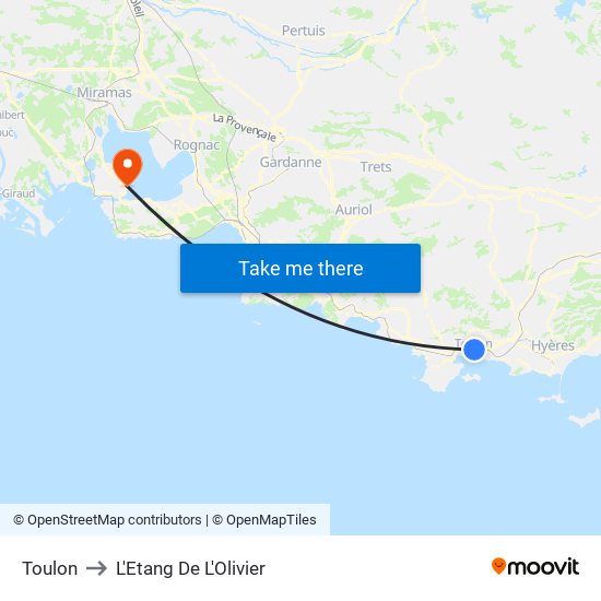Toulon to L'Etang De L'Olivier map