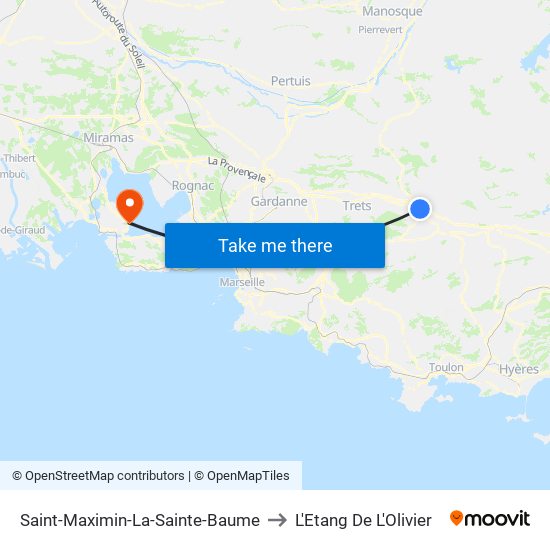 Saint-Maximin-La-Sainte-Baume to L'Etang De L'Olivier map
