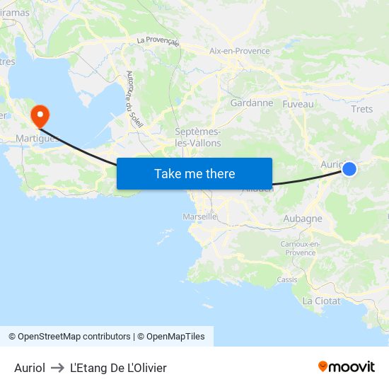 Auriol to L'Etang De L'Olivier map