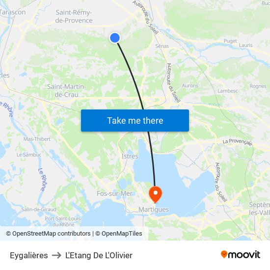Eygalières to L'Etang De L'Olivier map