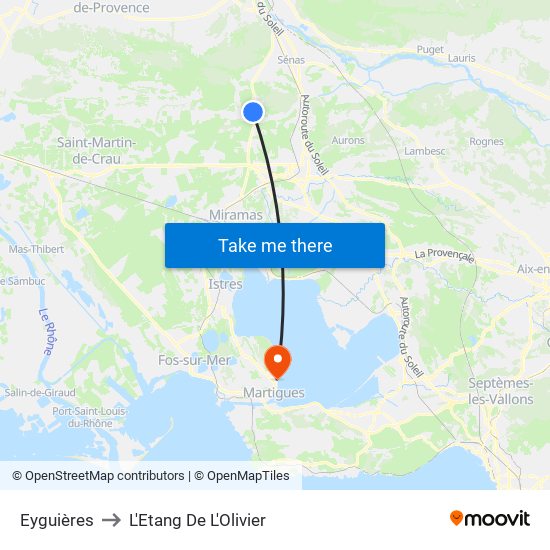 Eyguières to L'Etang De L'Olivier map