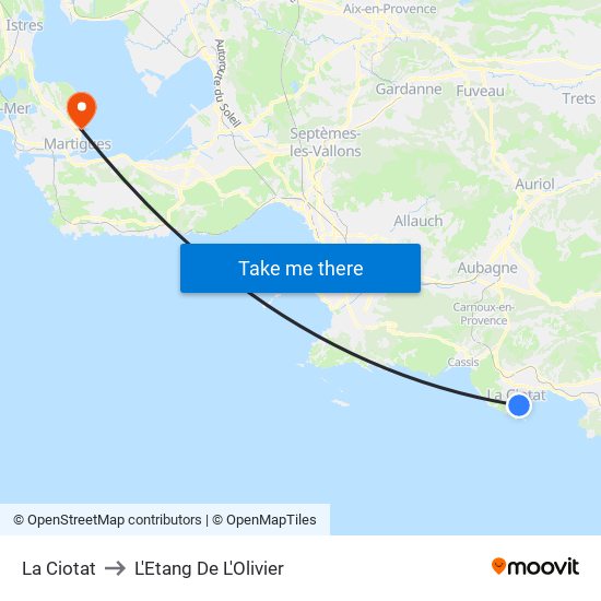 La Ciotat to L'Etang De L'Olivier map