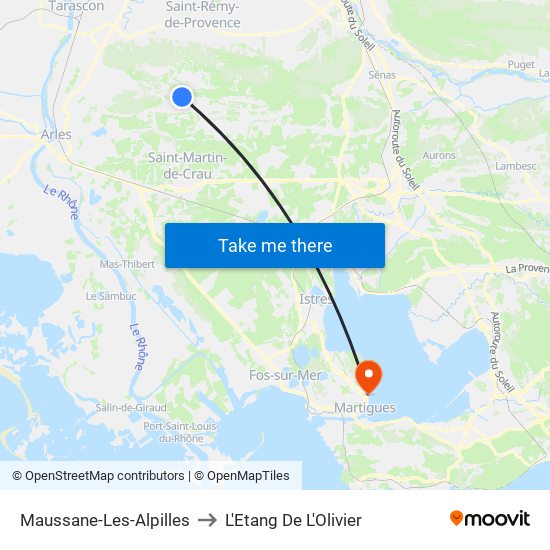 Maussane-Les-Alpilles to L'Etang De L'Olivier map